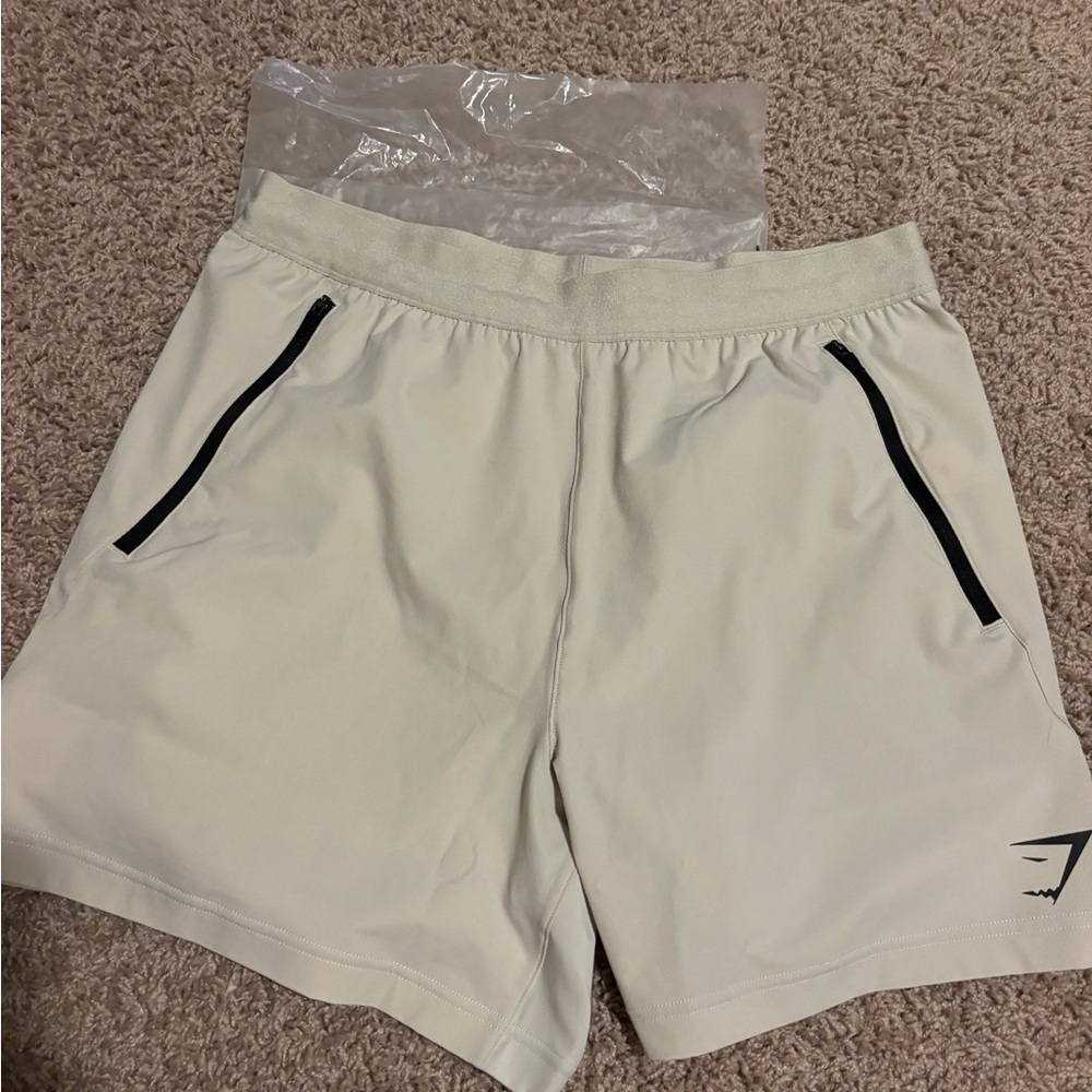 Gymshark Cream Athletic Shorts Elastic Waist